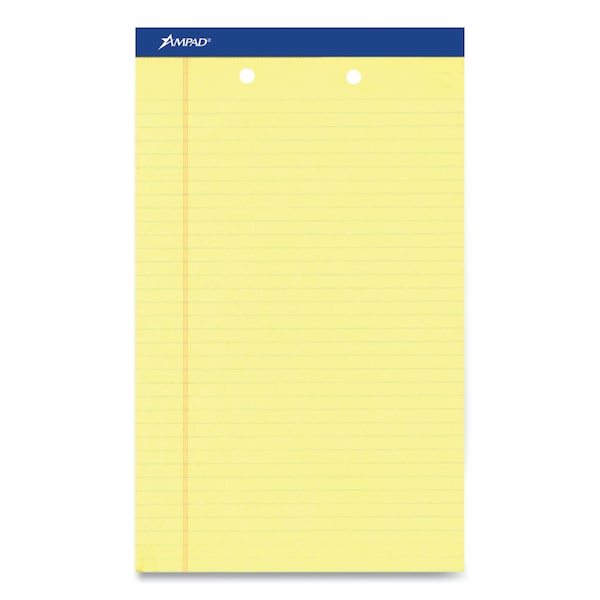 Ampad Perforated Writing Pads, Wide/Legal Rule, 50 Canary-Yellow 8.5 x 14 Sheets, 12PK 20-233 - main